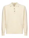 Eleventy Long-sleeve Polo Shirt In White