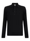 Eleventy Long-sleeve Ribbed Polo Shirt In Black