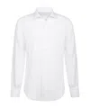 Eleventy Mens White Pointed-collar Long-sleeve Cotton Shirt In Yellow