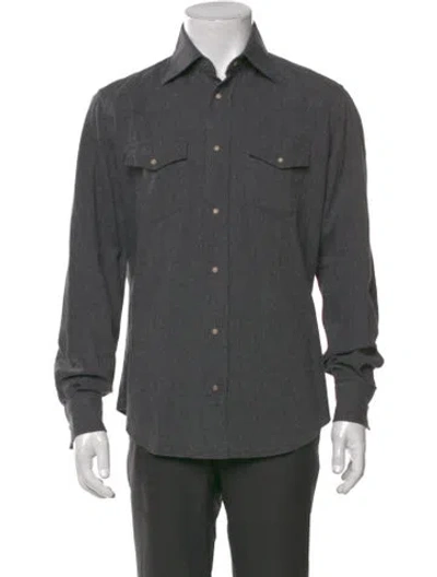 Pre-owned Eleventy Long Sleeve Shirt In Gray