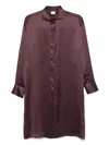 Eleventy Long-sleeve Silk Midi Dress In Burgundy
