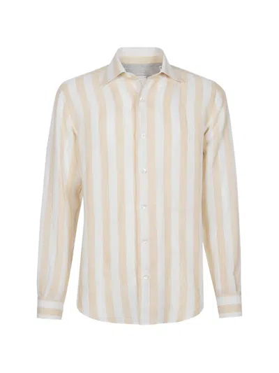 Eleventy Long-sleeve Striped Shirt In Neutral
