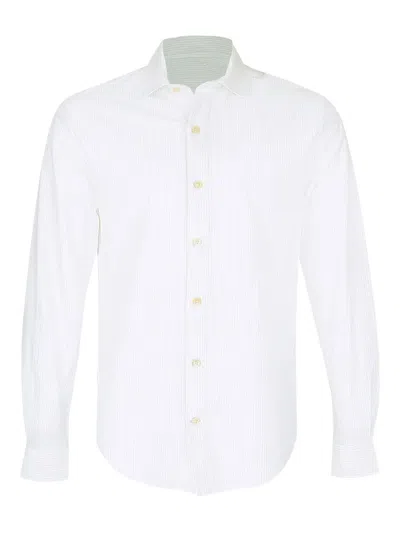 Eleventy Long-sleeve Striped Shirt In White