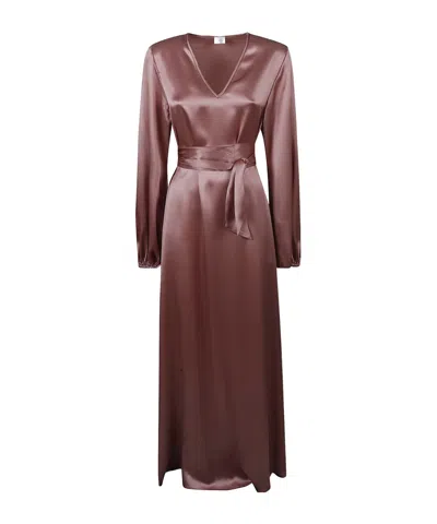 Eleventy Long Sleeve Wrap Dress In Pink