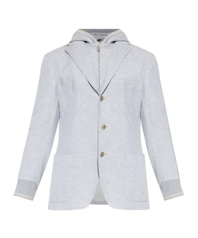 Eleventy Long-sleeved Button-up Jacket In Blue