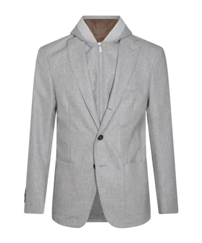 Eleventy Long-sleeved Casual Jacket In Gray
