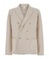 Eleventy Beige Double-breasted Jacket With Peak Revers In Wool Man In Nude