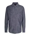 Eleventy Long-sleeved Chest Pocket Shirt In Gray