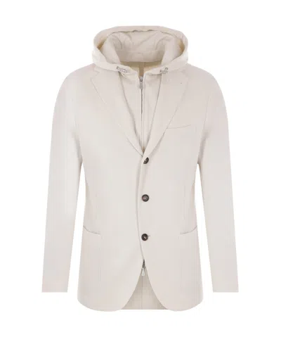 Eleventy Long-sleeved Hooded Jacket In White