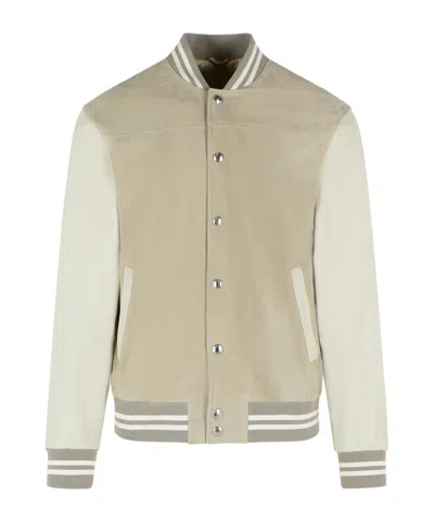 Eleventy Grey Sheepskin Bomber Jacket Men In Neutral