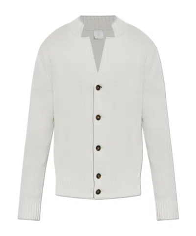 Eleventy Long-sleeved Knitted Cardigan In White
