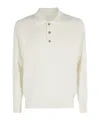 Eleventy Long-sleeve Knit Polo With Three-button Placket In White