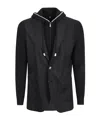 Eleventy Hooded Blazer With Ribbed Sleeves And Pockets In Black