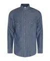 Eleventy Button-down Shirt With Tailored Fit And Dual Chest Pockets In Blue