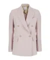 Eleventy Beige Double-breasted Jacket With Pointed Lapels In Pink