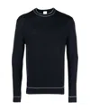 Eleventy Stripe-detail Wool Sweatshirt In Black