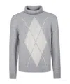 Eleventy Heathered Grey Sweater With Argyle Pattern In Gray