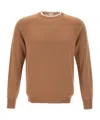 Eleventy Long-sleeved Wool Sweater In Brown