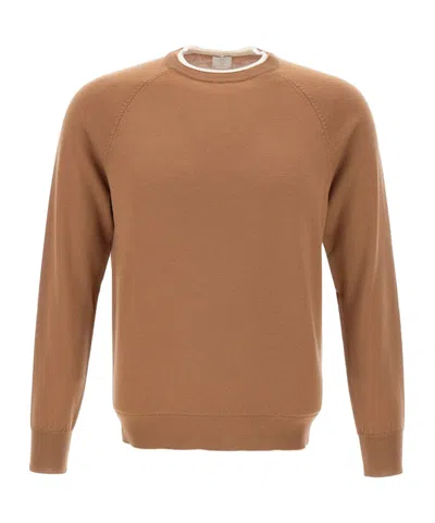 Eleventy Long-sleeved Wool Sweater In Brown
