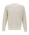 Eleventy Cable-knit Ribbed-edge Sweater In White