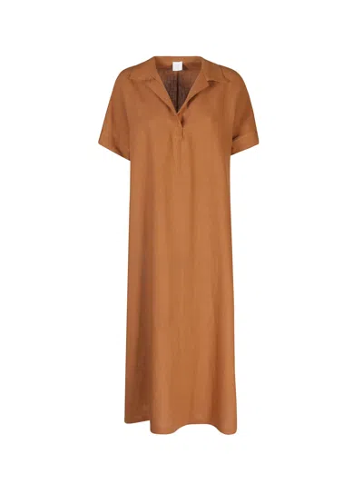 Eleventy Woman Maxi Dress Brown Size 2 Linen In Neutral