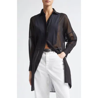 Eleventy Long Tuxedo Shirt With Plastron In Black