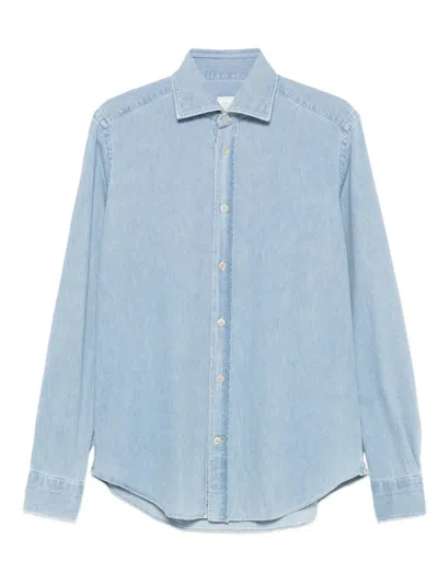 Eleventy Long-sleeve Denim Shirt In Blue
