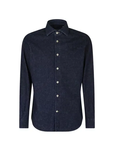 Eleventy Long-sleeve Denim Shirt In Blue