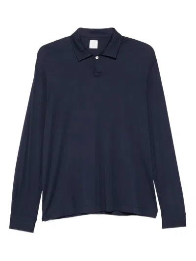 Eleventy Long-sleeve Polo Shirt In Blue