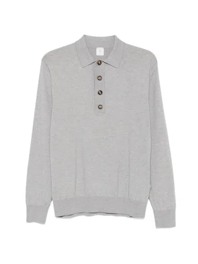 Eleventy Slim-fit Cotton And Cashmere-blend Polo Shirt In Gray