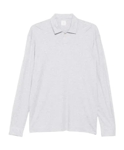 Eleventy Long-sleeve Polo Shirt In Gray