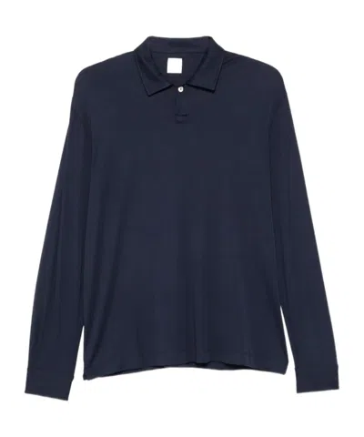 Eleventy Long-sleeve Polo Shirt In Blue