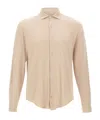 Eleventy Double-button Collar Shirt In Brown