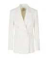 Eleventy Sand Double-breasted Peak Lapel Wool-blend Blazer In White