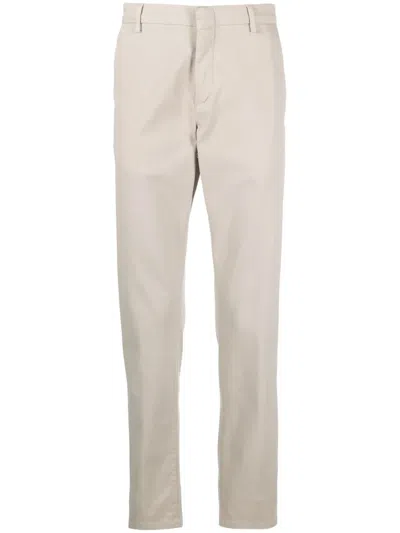 Eleventy Low-rise Cotton Blend Chino Trousers In Neutrals