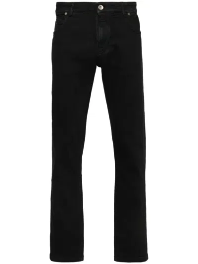 Eleventy Low-rise Tapered Jeans In Black