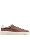 Eleventy Brown Hammered Leather Sneakers In Brown