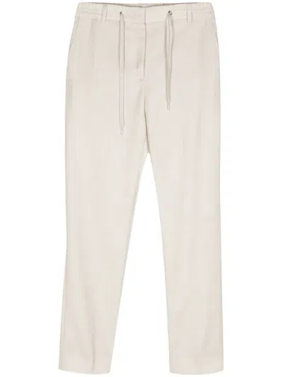 Eleventy Lurex Chambray Slim Trousers In Neutrals