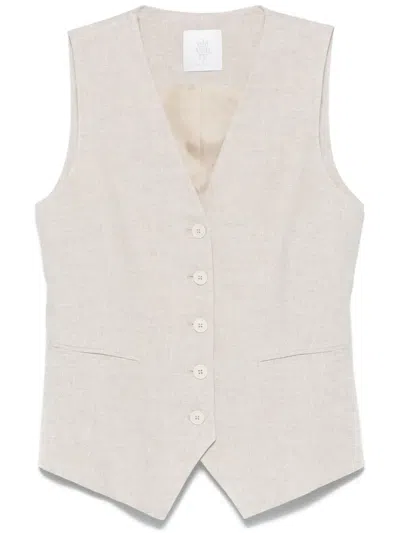 Eleventy Lurex Waistcoat In Neutrals