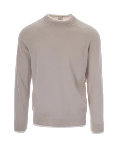 Eleventy Maglia Girocollo Double Sabbia In Gray