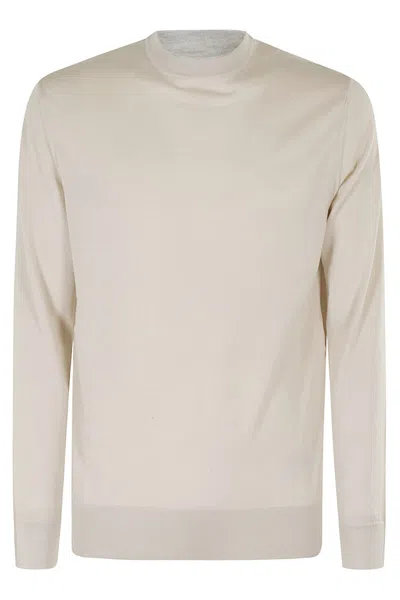 Eleventy Maglia Girocollo Tipping In Sabbia Grigio