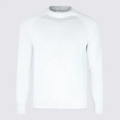 Eleventy Timeless Crewneck Sweater With Ribbed Details In White
