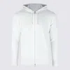 Eleventy Crewneck Drawstring Hood Ribbed Sweater In White