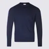 Eleventy Timeless Crewneck Sweater With Ribbed Details In Blue