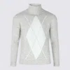 Eleventy Argyle Pattern Crewneck Sweater In White