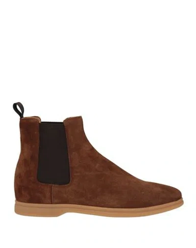 Eleventy Man Ankle Boots Brown Size 8 Leather