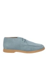 Eleventy Man Ankle Boots Light Blue Size 8 Leather