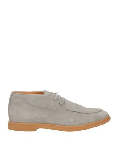 Eleventy Man Ankle Boots Light Grey Size 7 Leather In Gray
