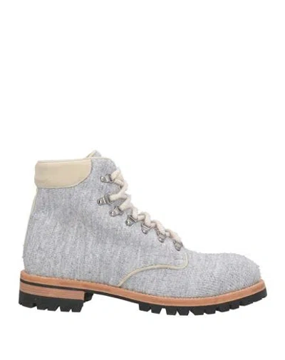 Eleventy Man Ankle Boots Light Grey Size 9 Textile Fibers, Leather In Gray