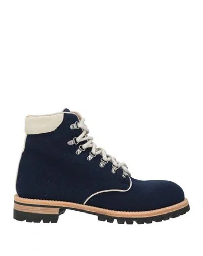 Eleventy Man Ankle Boots Navy Size 12 Textile Fibers, Leather In Black